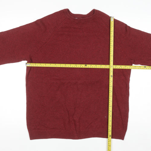Cotton Traders Men's Brick Red Cotton Crew Neck Jumper Size M