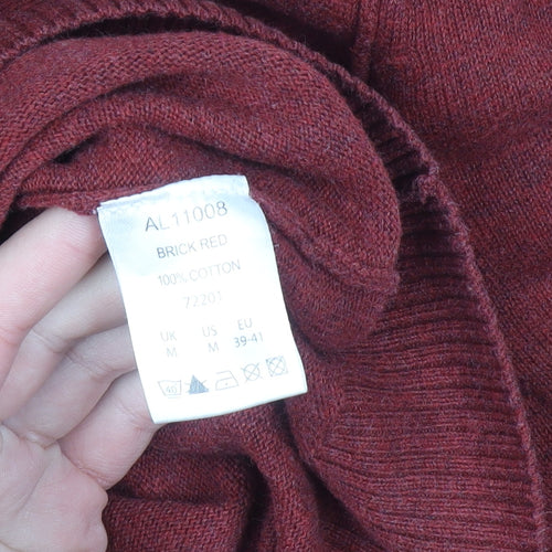 Cotton Traders Men's Brick Red Cotton Crew Neck Jumper Size M