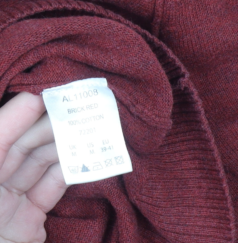 Cotton Traders Men's Brick Red Cotton Crew Neck Jumper Size M