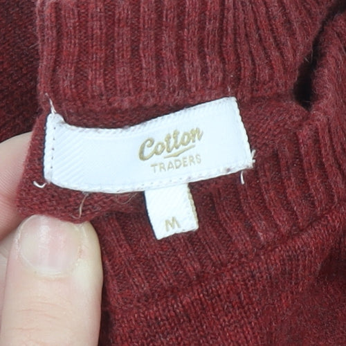 Cotton Traders Men's Brick Red Cotton Crew Neck Jumper Size M