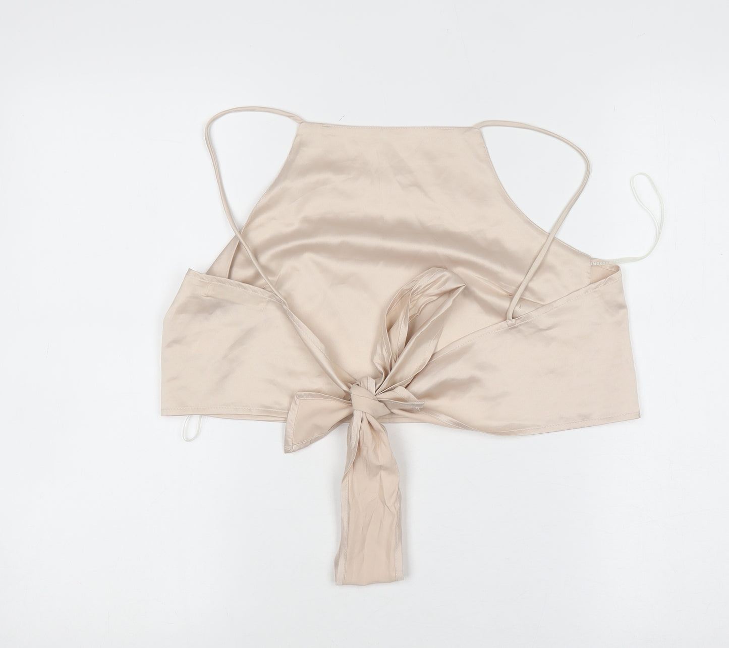 Glamorous Women’s Beige Satin Camisole Tie Back Halter Top UK 10