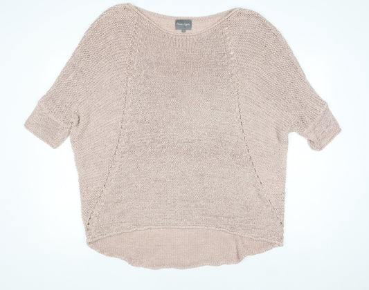 Phase Eight Women Beige Open Knit Short Sleeve Pullover Jumper L