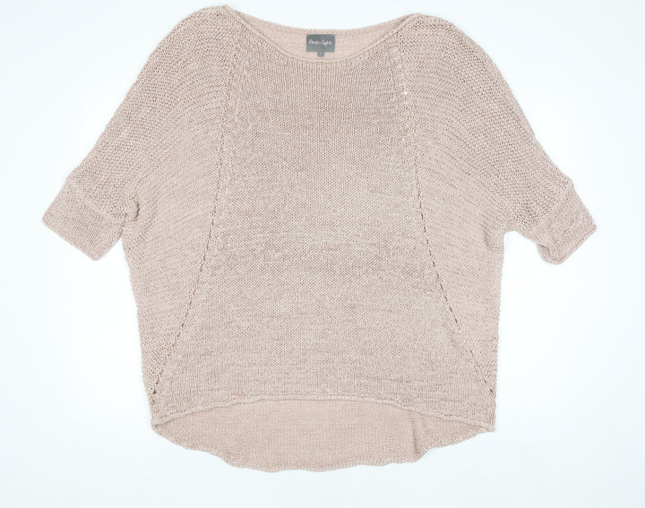 Phase Eight Women Beige Open Knit Short Sleeve Pullover Jumper L