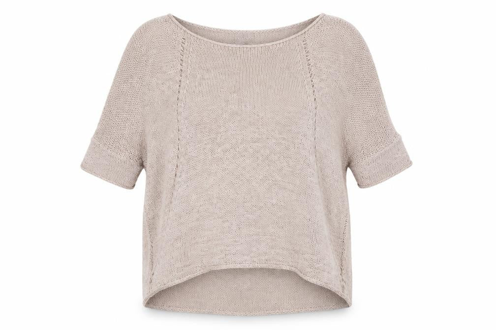 Front view of Phase Eight Women Beige Open Knit Short Sleeve jumper L