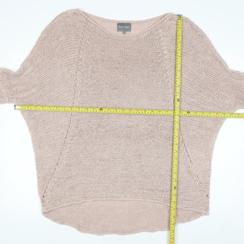 Phase Eight Women Beige Open Knit Short Sleeve Pullover Jumper L
