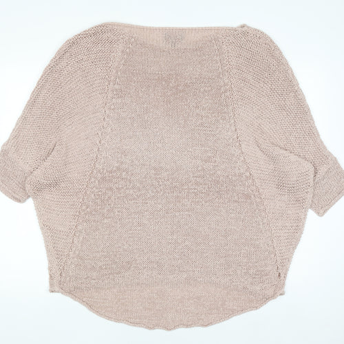 Phase Eight Women Beige Open Knit Short Sleeve Pullover Jumper L