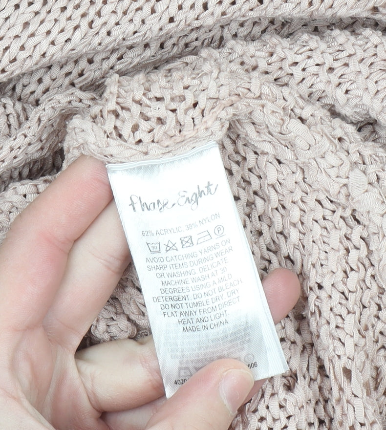 Phase Eight Women Beige Open Knit Short Sleeve Pullover Jumper L