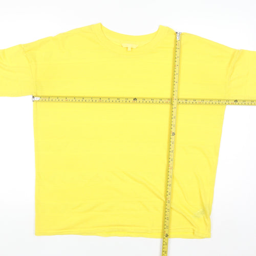 Next Women Yellow Long Sleeve Crew Neck Basic Polyester Top Size 14