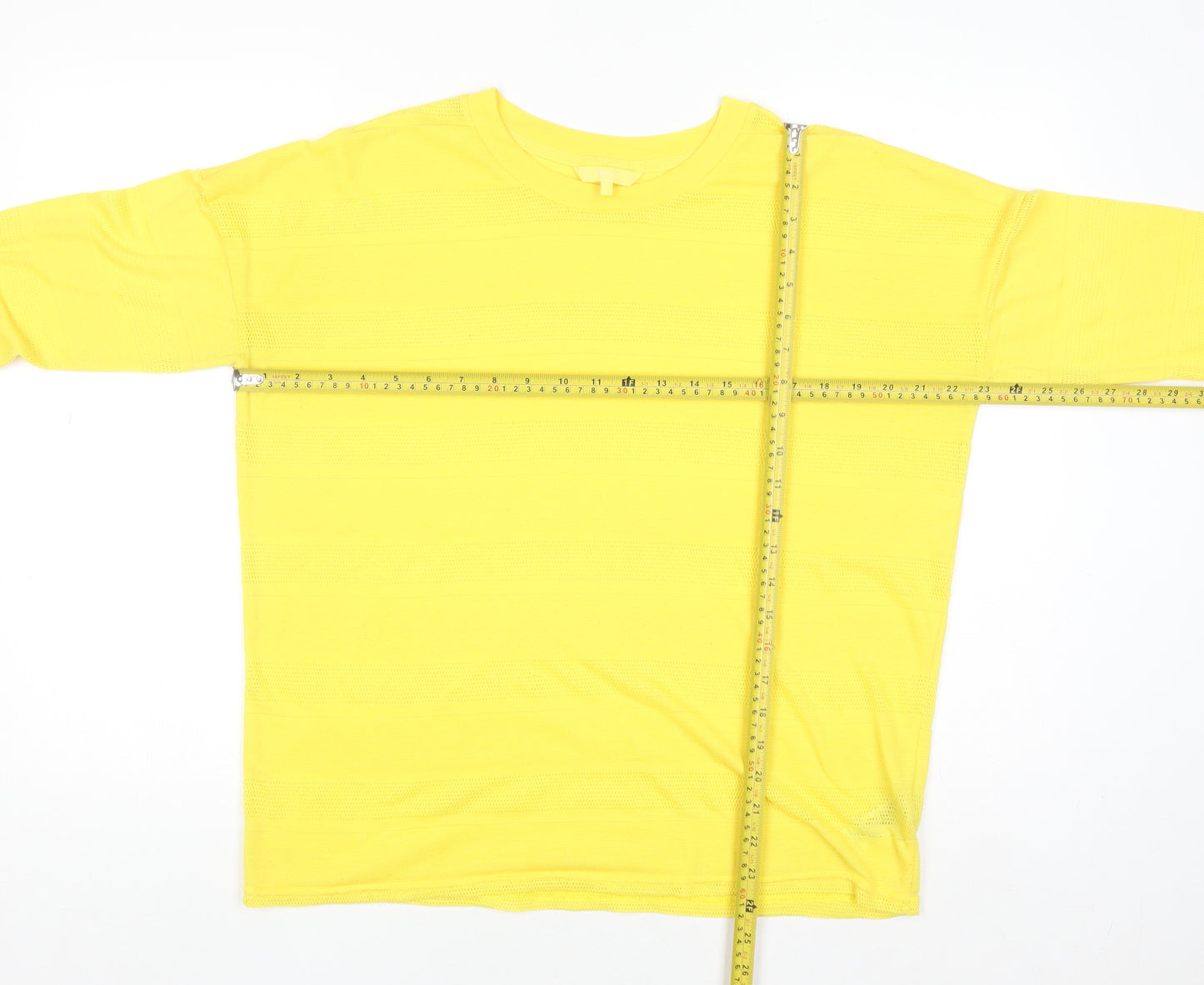 Next Women Yellow Long Sleeve Crew Neck Basic Polyester Top Size 14