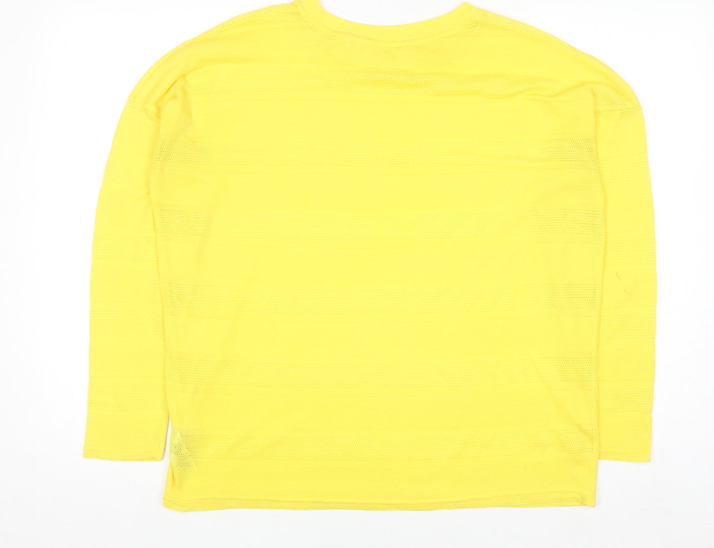 Next Women Yellow Long Sleeve Crew Neck Basic Polyester Top Size 14
