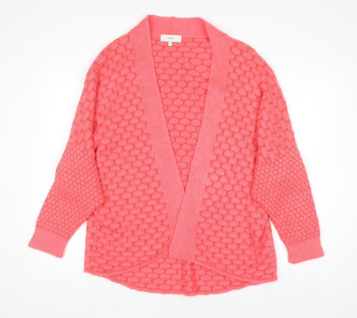 Next Women Pink Chunky Knit Open Cardigan S Relaxed Fit