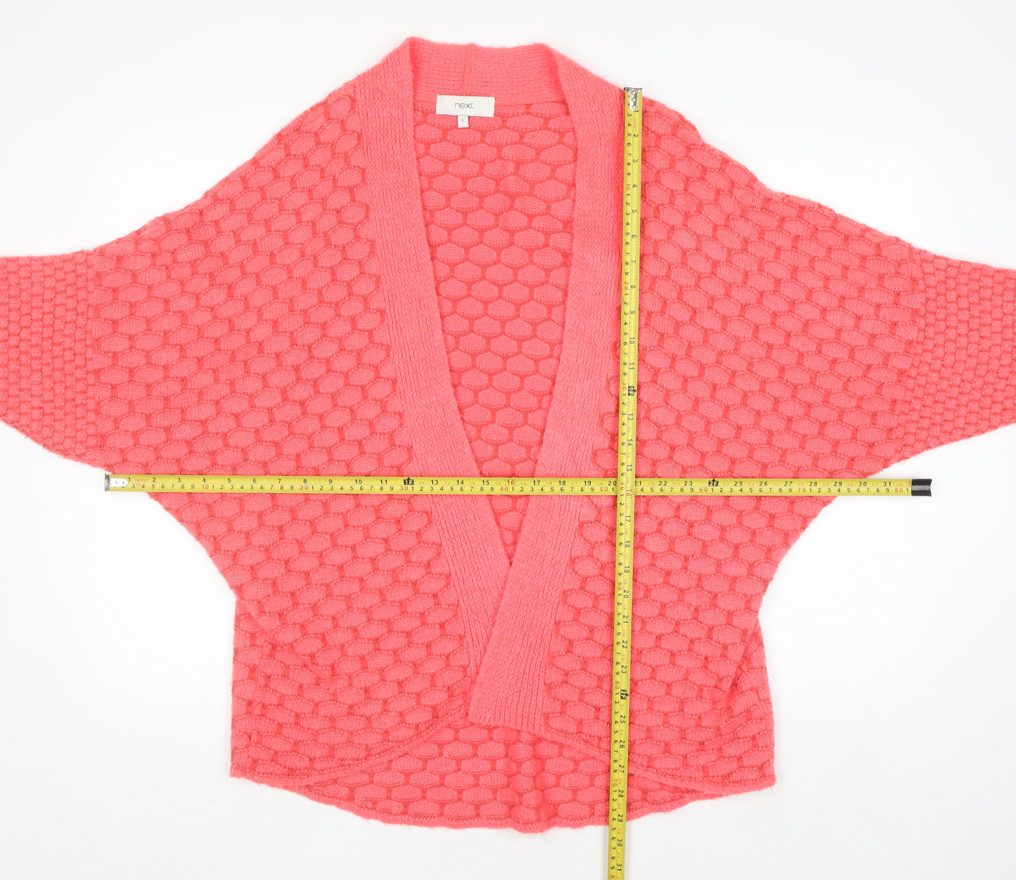 Next Women Pink Chunky Knit Open Cardigan S Relaxed Fit