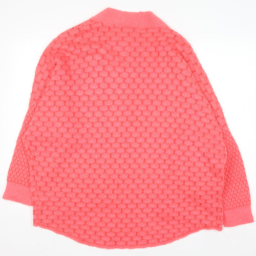 Next Women Pink Chunky Knit Open Cardigan S Relaxed Fit