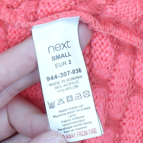Next Women Pink Chunky Knit Open Cardigan S Relaxed Fit