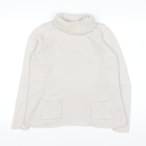 Boden Women’s Ivory Wool Roll Neck Jumper Size 10 Long Sleeve Knit