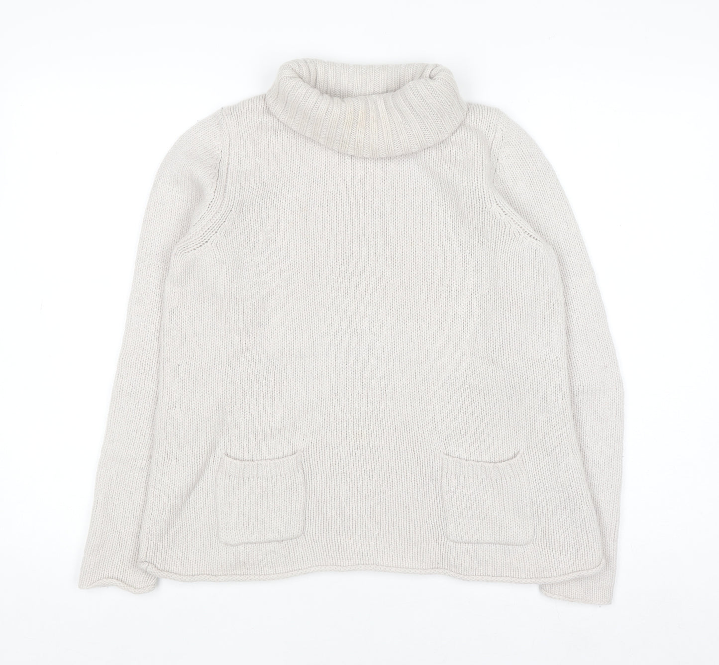 Boden Women’s Ivory Wool Roll Neck Jumper Size 10 Long Sleeve Knit