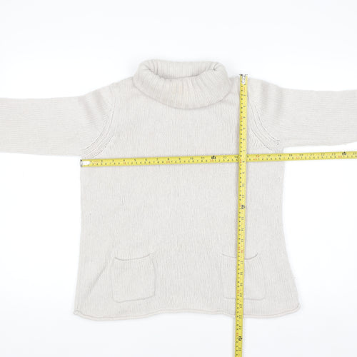 Boden Women’s Ivory Wool Roll Neck Jumper Size 10 Long Sleeve Knit