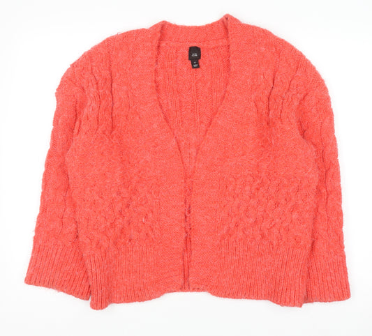River Island Womens Coral Cable Knit Open Cardigan XS