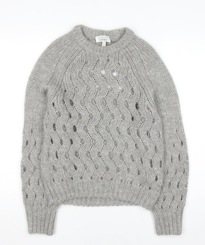 & Other Stories Womens Grey XS Open-Knit Alpaca Blend Jumper