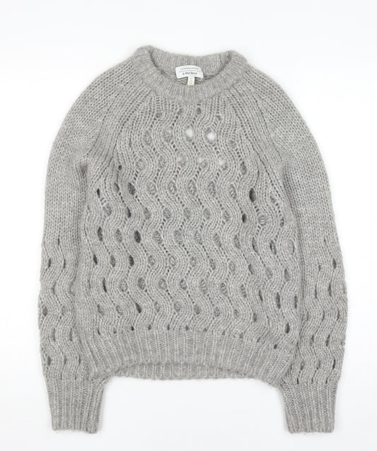 & Other Stories Womens Grey XS Open-Knit Alpaca Blend Jumper