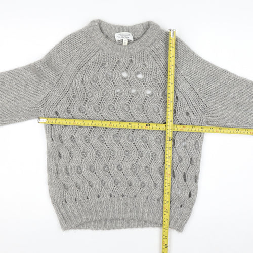 & Other Stories Womens Grey XS Open-Knit Alpaca Blend Jumper