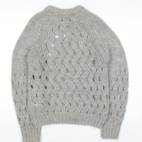 & Other Stories Womens Grey XS Open-Knit Alpaca Blend Jumper