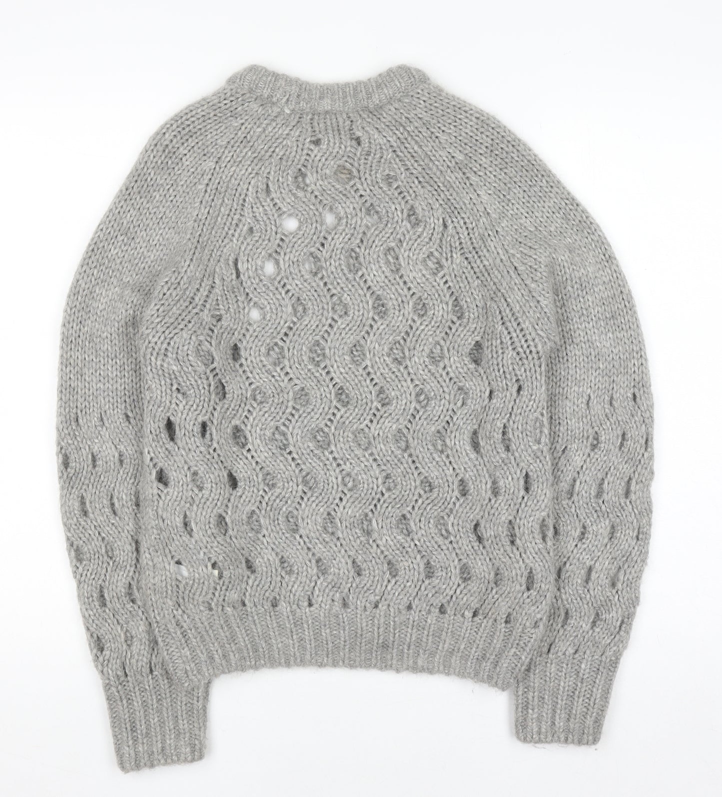 & Other Stories Womens Grey XS Open-Knit Alpaca Blend Jumper