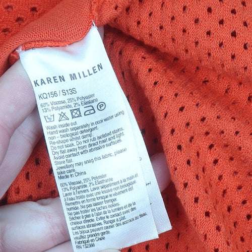 Karen Millen Womens Orange Knit Long Sleeve Crew Neck Blouse Size S
