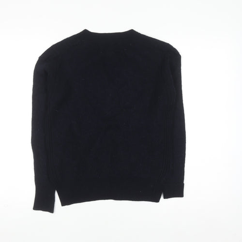 Ted Baker Womens Navy V-Neck Wool Blend Jumper Size 10 Classic Fit