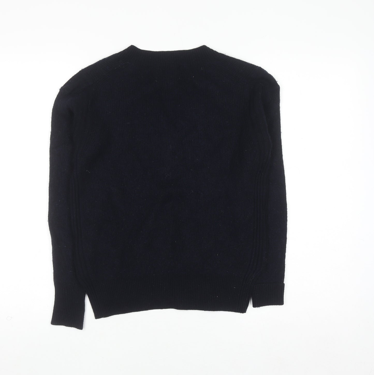 Ted Baker Womens Navy V-Neck Wool Blend Jumper Size 10 Classic Fit
