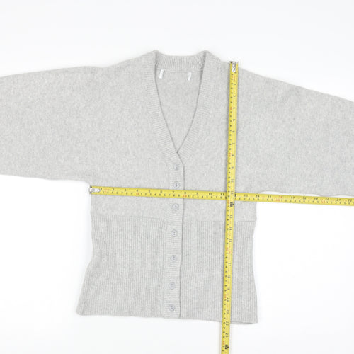Primark Women's Grey V-Neck Button Cardigan Small