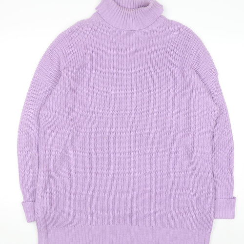 Threadbare Women’s Purple Roll Neck Chunky Knit Jumper Size 12