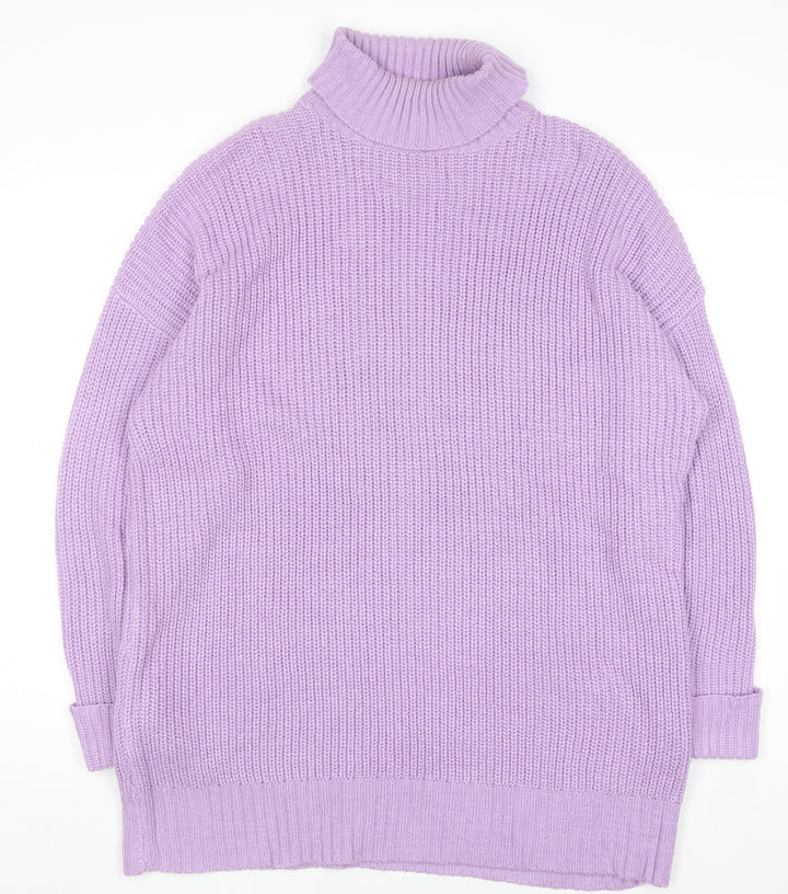 Threadbare Women’s Purple Roll Neck Chunky Knit Jumper Size 12