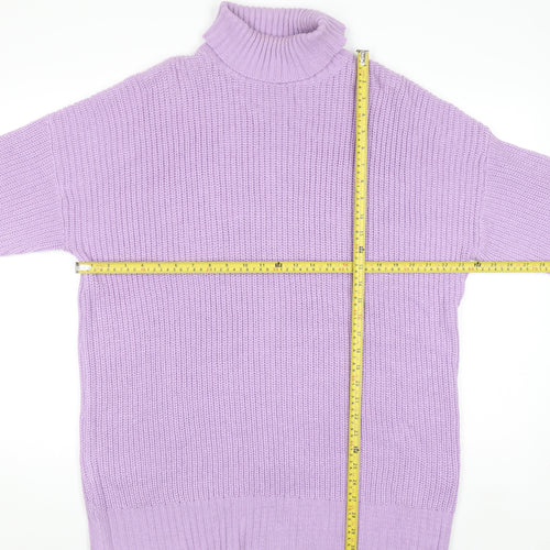 Threadbare Women’s Purple Roll Neck Chunky Knit Jumper Size 12