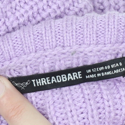 Threadbare Women’s Purple Roll Neck Chunky Knit Jumper Size 12