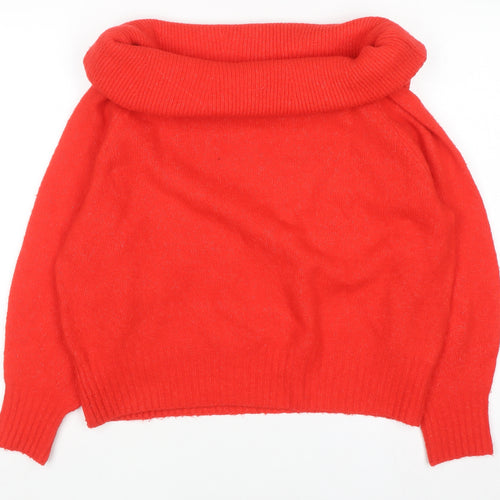 H&M Women Red Cowl Neck Long Sleeve Pullover Jumper Size S
