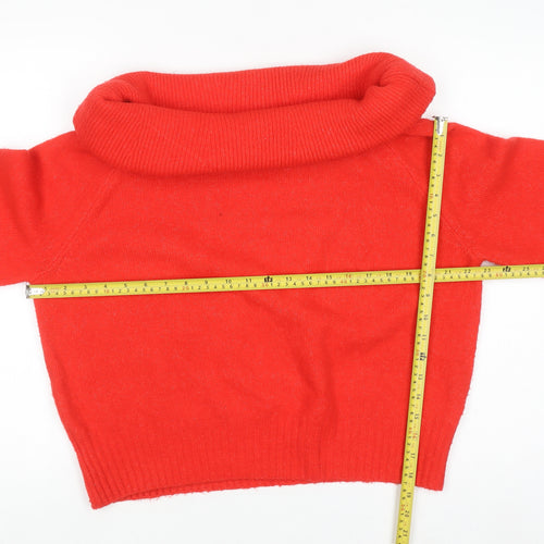 H&M Women Red Cowl Neck Long Sleeve Pullover Jumper Size S