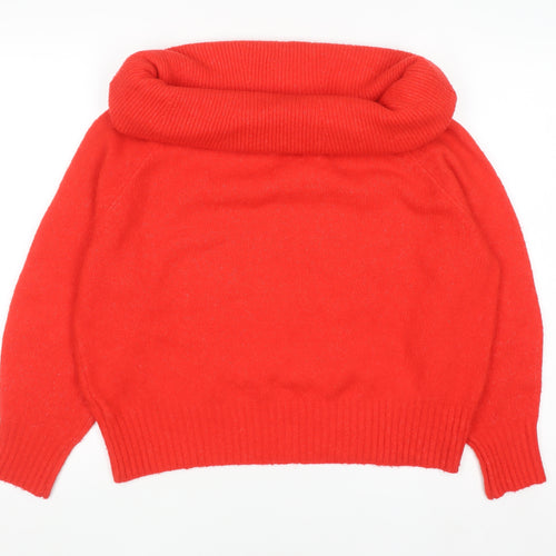 H&M Women Red Cowl Neck Long Sleeve Pullover Jumper Size S