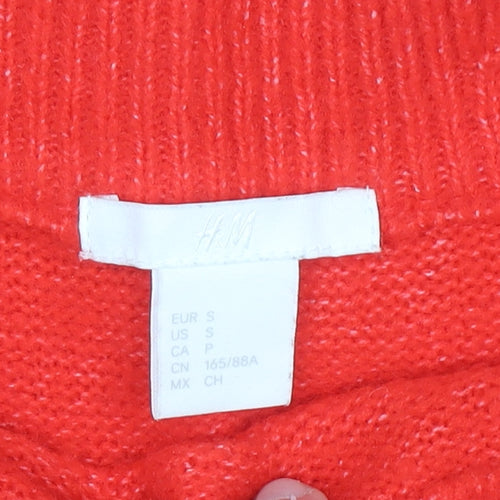 H&M Women Red Cowl Neck Long Sleeve Pullover Jumper Size S