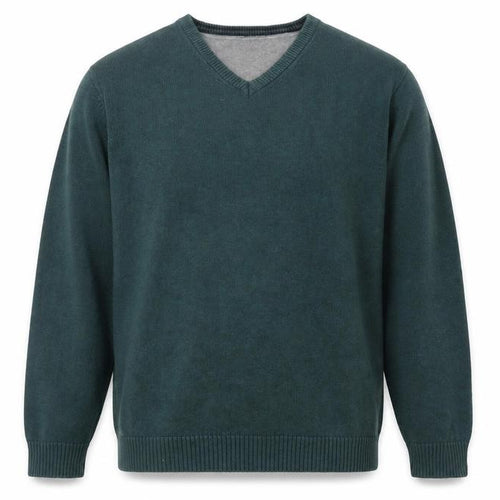 Maine New England Men's Green Cotton V-Neck Jumper XL