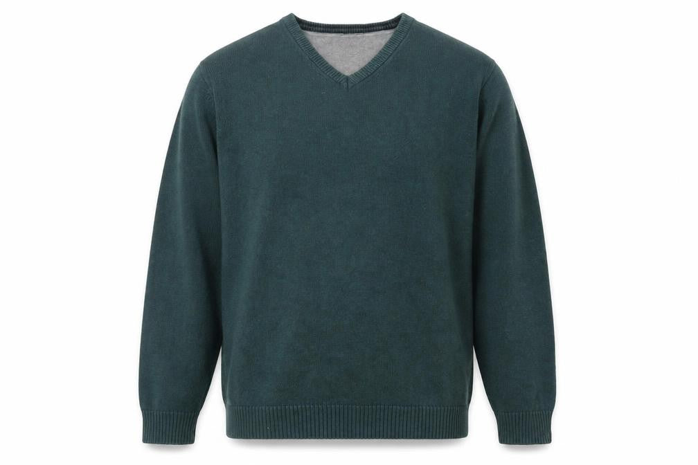 Maine New England Men's Green Cotton V-Neck Jumper XL
