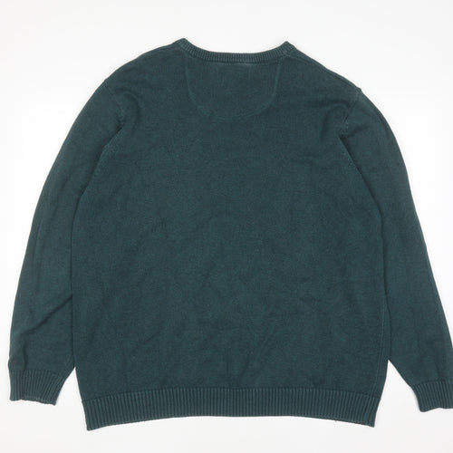Maine New England Men's Green Cotton V-Neck Jumper XL