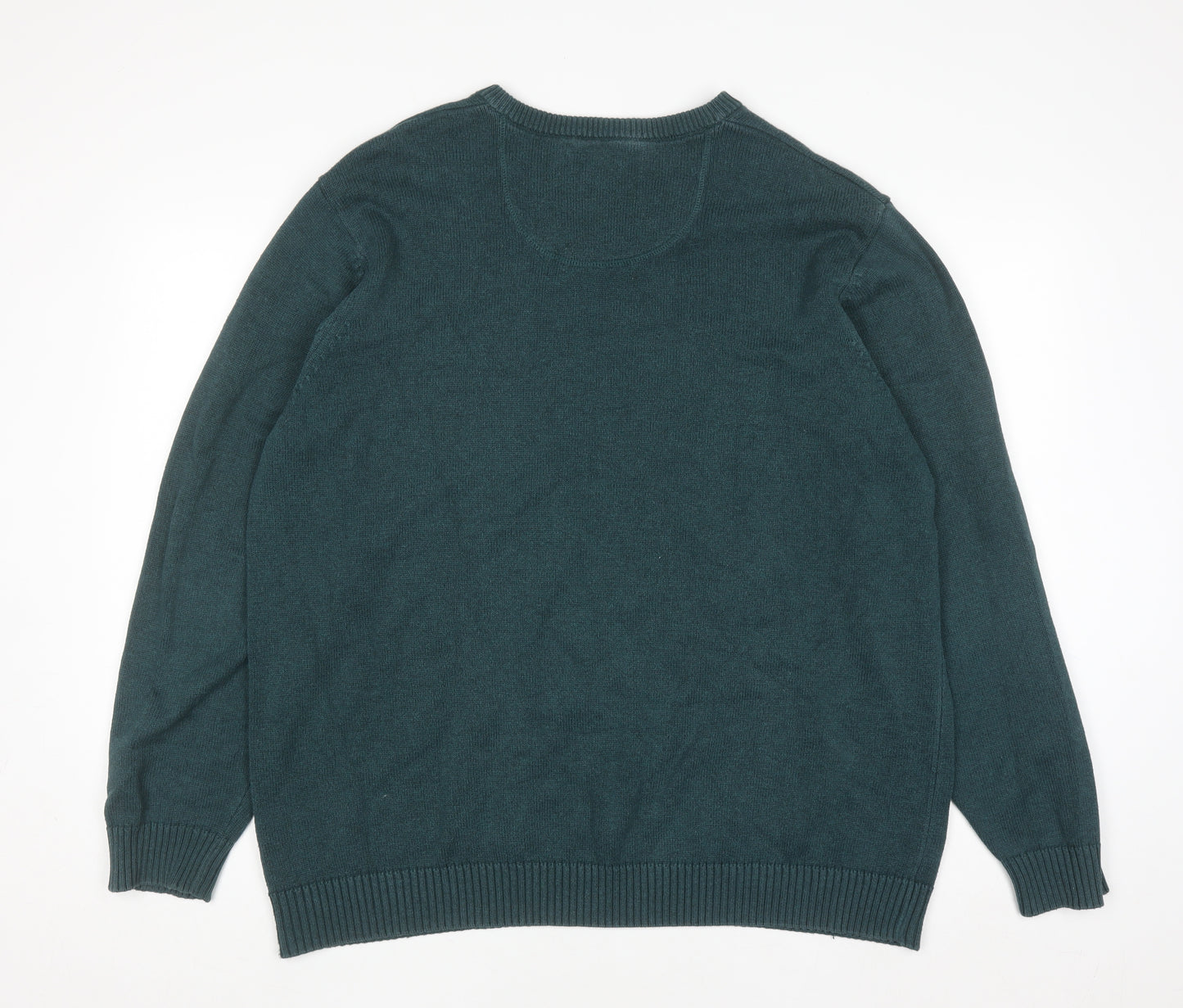 Maine New England Men's Green Cotton V-Neck Jumper XL