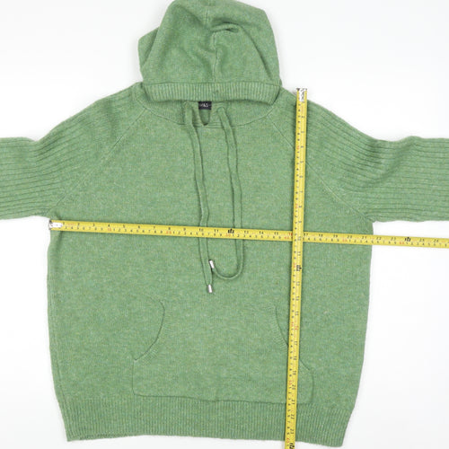 Marks and Spencer Men's Green Knit Pullover Hoodie Size M