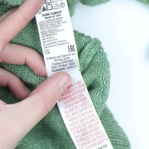 Marks and Spencer Men's Green Knit Pullover Hoodie Size M