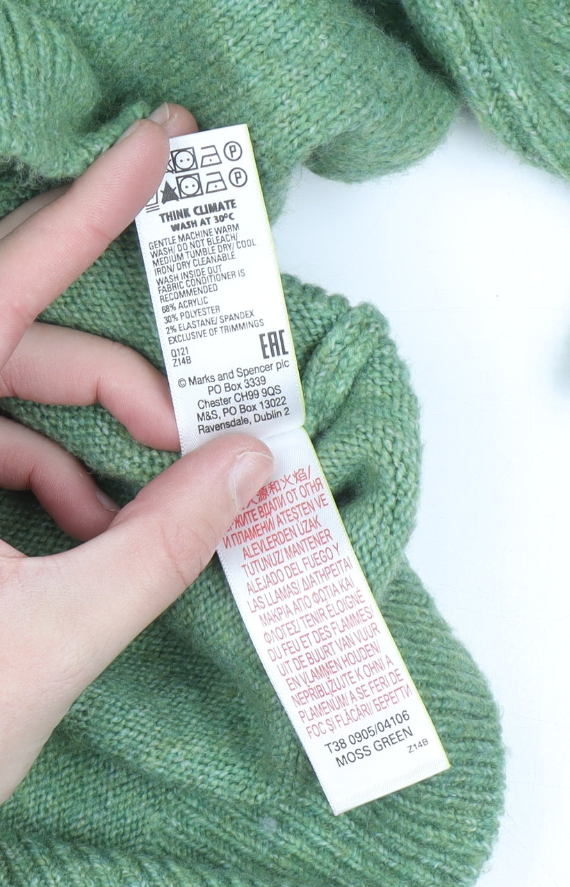 Marks and Spencer Men's Green Knit Pullover Hoodie Size M