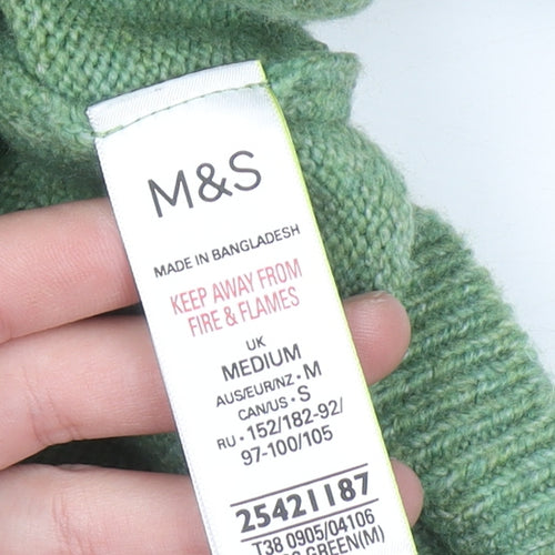 Marks and Spencer Men's Green Knit Pullover Hoodie Size M