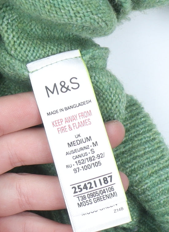 Marks and Spencer Men's Green Knit Pullover Hoodie Size M