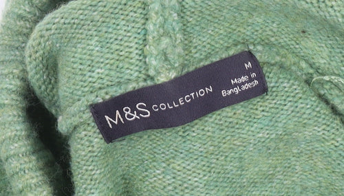 Marks and Spencer Men's Green Knit Pullover Hoodie Size M