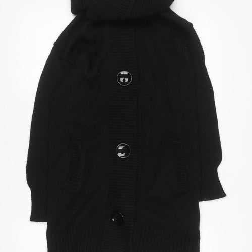 Monsoon Women's Black UK 12 Knit Button Cardigan with Roll Neck